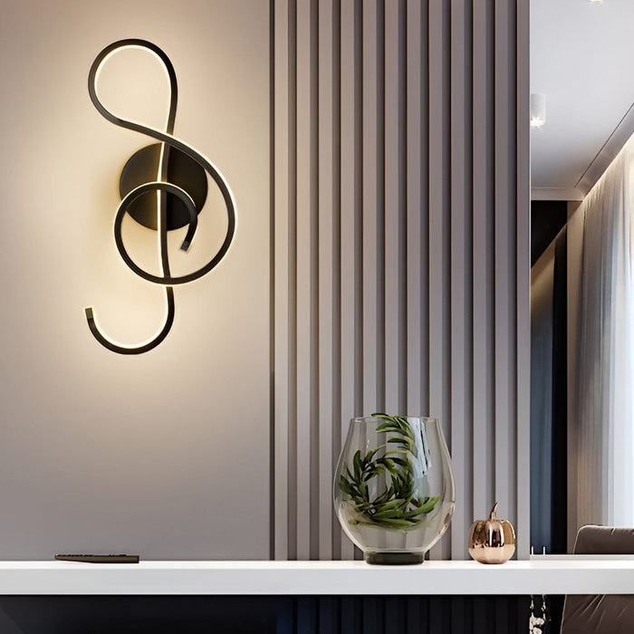 Musical Note LED Wall Sconce Aluminium Modern Decorative Bedroom Hallway Black White | NordaLight