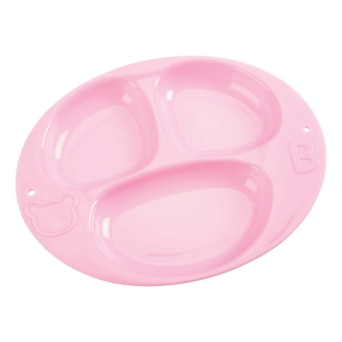 The My Sweet Baby Dlx Baby Ensemble by My Sweet Baby includes a pink silicone plate with three compartments, featuring a bear face outline and embossed letter B—perfect for pretend play or as an adorable doll accessory.