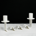 Nastro Wave Iron Double Taper Candle Holder – Matte White