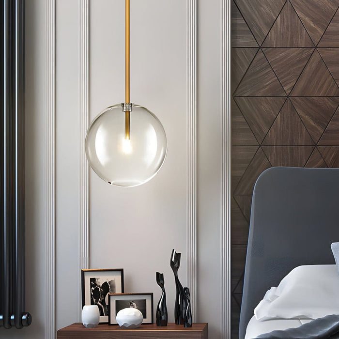 Nordic Clear Glass Globe Pendant Light Gold Iron G9 LED 3000K/6000K 4 Sizes Indoor | NordaLight