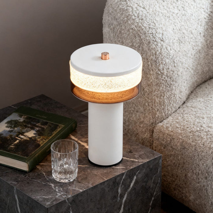 Nordic Cylindrical Iron LED Table Lamp Stepless Dimming USB Rechargeable Black White | NordaLight