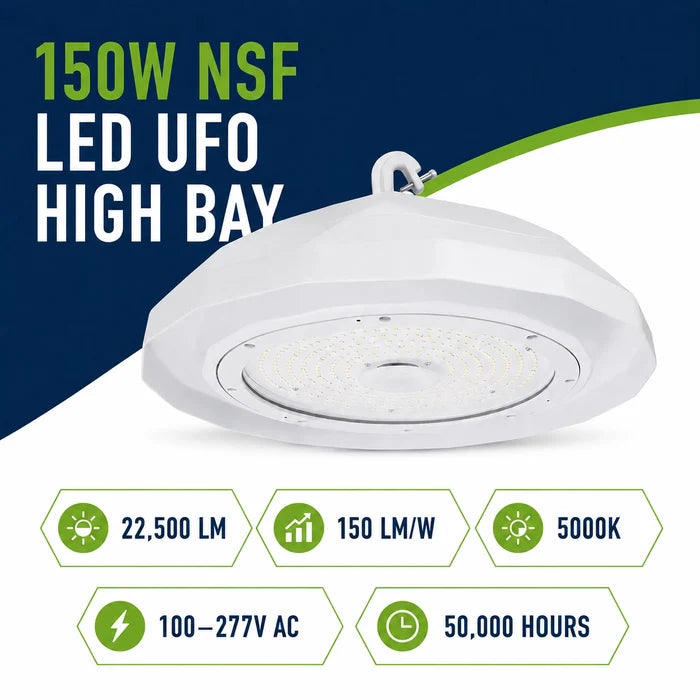 150W food grade LED high bay light with NSF certification for hygienic processing areas
