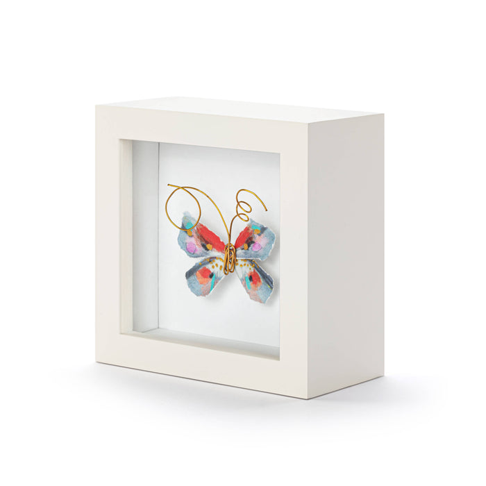 One of a Kind Red & Blue Multi Butterfly Shadow Box - 4in