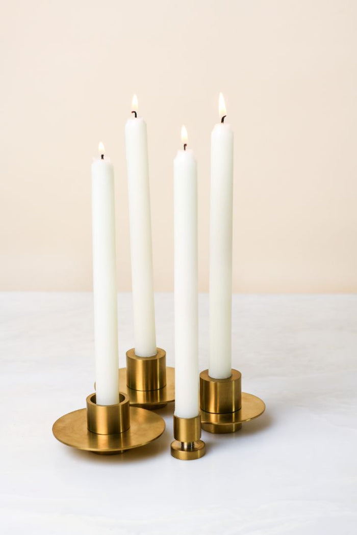 Stela Petite Column Antique Brass Taper Candle Holder