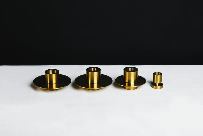 Orbit Burnished Brass Taper Candle Holder