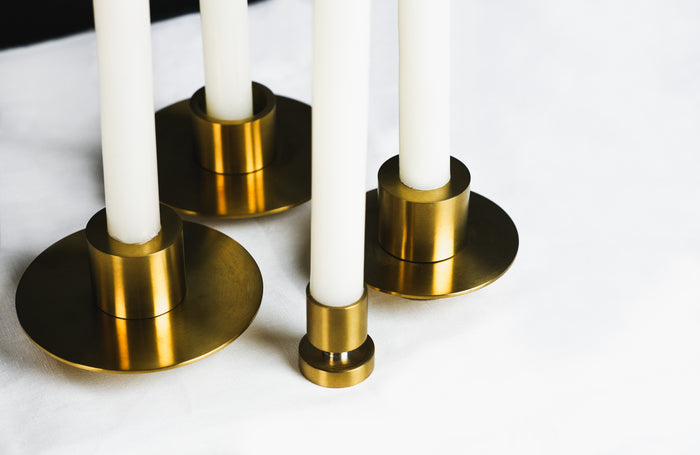Orbit Burnished Brass Taper Candle Holder
