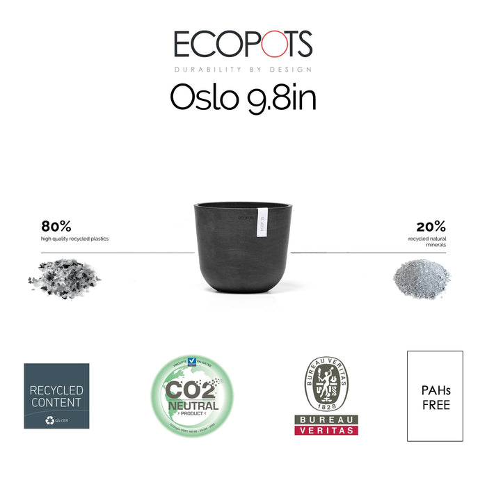 Oslo Small Round Planter - 13.8 in x 13.8 in x 12 in - Dark Grey - Dark Grey,13.75 in x 13.75 in x 12 in,Planter Only