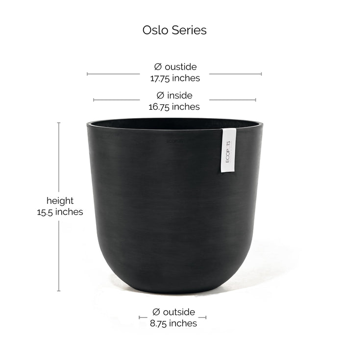 Oslo Small Round Planter - 17.8 in x 17.8 in x 15.5 in - Dark Grey - Dark Grey,17.75 in x 17.75 in x 15.5 in,Planter Only