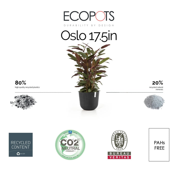 Oslo Small Round Planter - 17.8 in x 17.8 in x 15.5 in - Dark Grey - Dark Grey,17.75 in x 17.75 in x 15.5 in,Planter Only