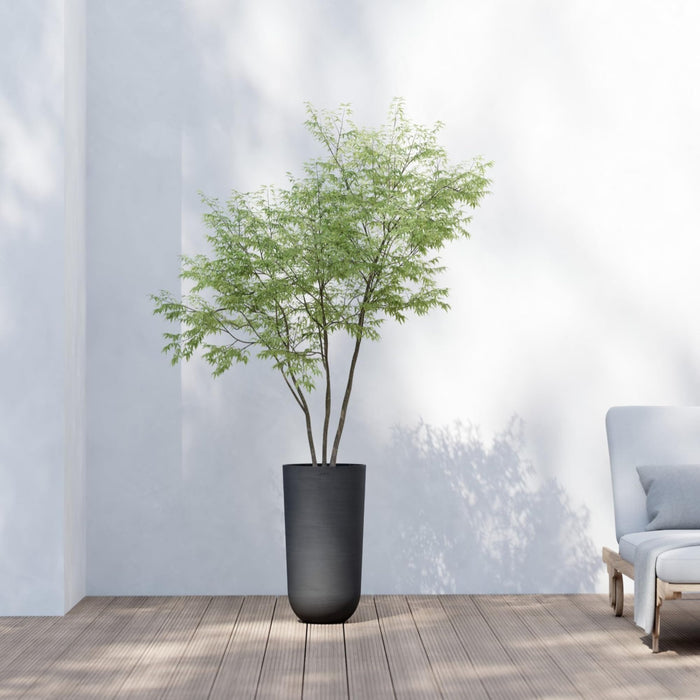 Oslo Medium Round Planter - 13.8 in x 13.8 in x 20.3 in - Dark Grey - Dark Grey,13.75 in x 13.75 in x 20.25 in,Planter Only