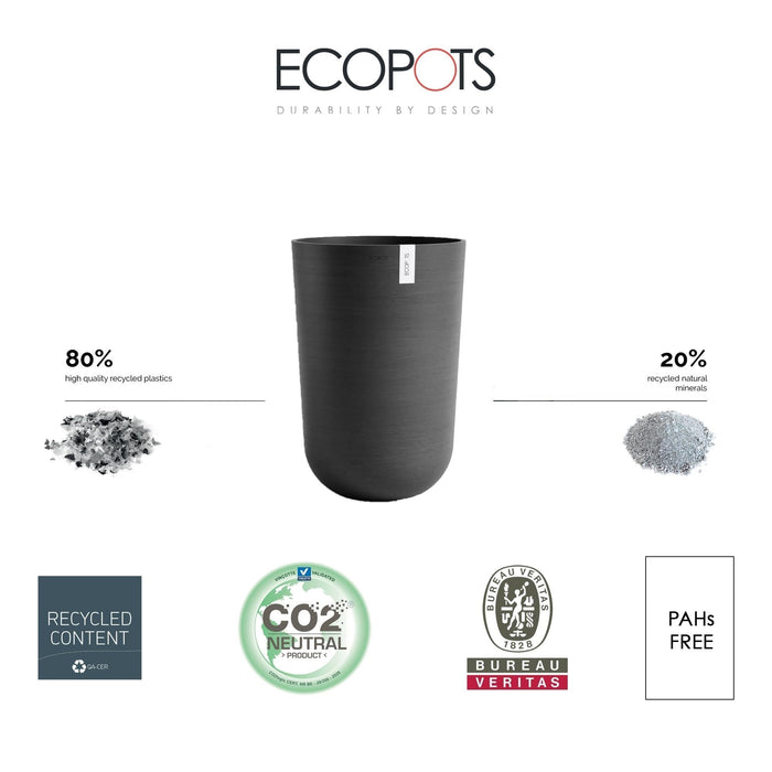 Oslo Medium Round Planter - 13.8 in x 13.8 in x 20.3 in - Dark Grey - Dark Grey,13.75 in x 13.75 in x 20.25 in,Planter Only