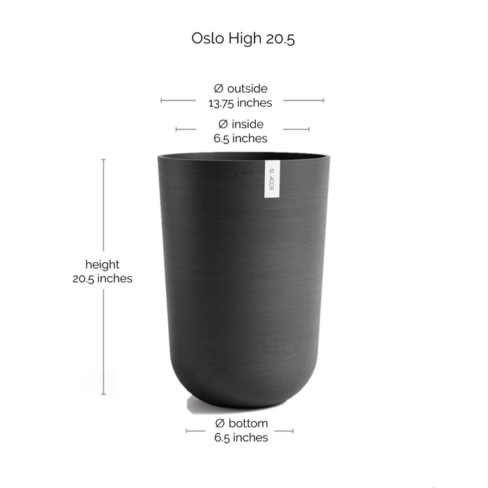 Oslo Medium Round Planter - 13.8 in x 13.8 in x 20.3 in - Dark Grey - Dark Grey,13.75 in x 13.75 in x 20.25 in,Planter Only