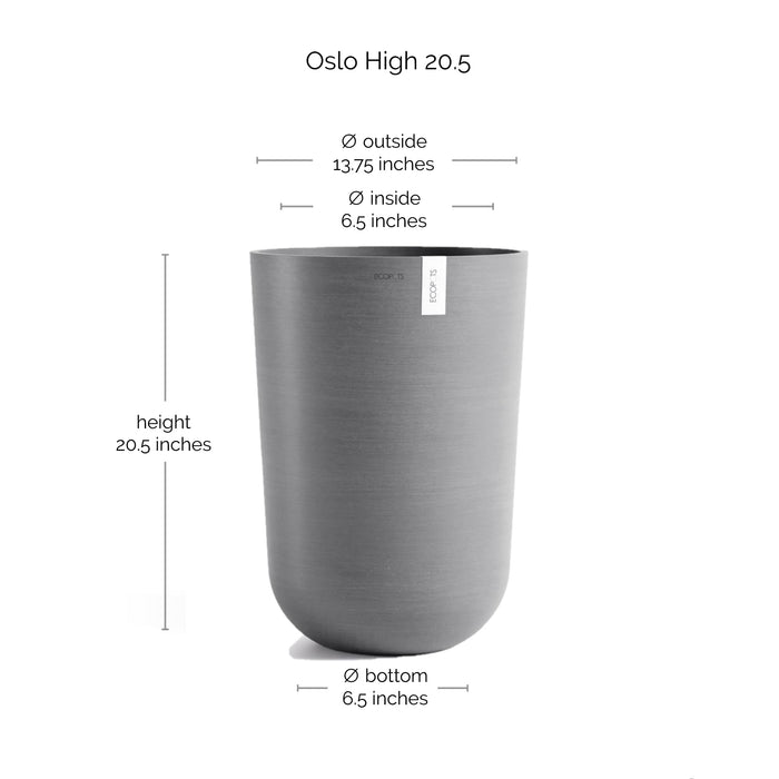 Oslo Medium Round Planter - 13.8 in x 13.8 in x 20.3 in - Grey - Grey,13.75 in x 13.75 in x 20.25 in,Planter Only