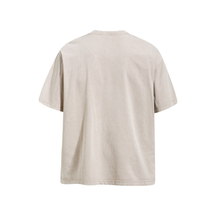 Plain beige oversized T-shirt back view