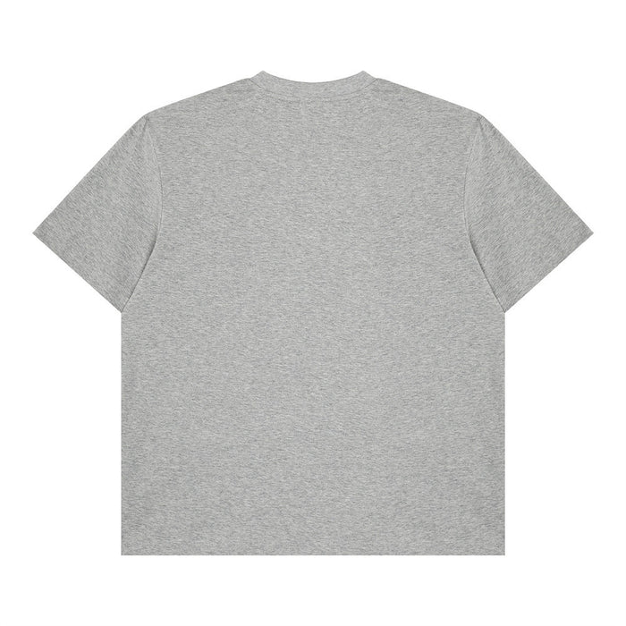 Light gray oversized crewneck T-shirt with relaxed fit and short sleeves, shown from the back on a white background