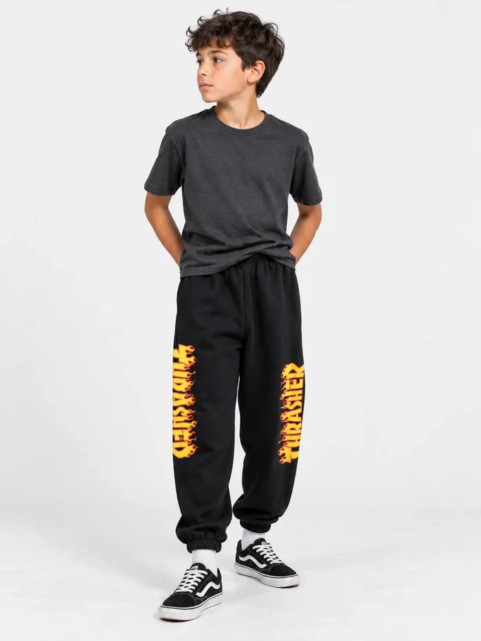Pantalon Thrasher Sweatpant Flame Niño Negro — vista principal