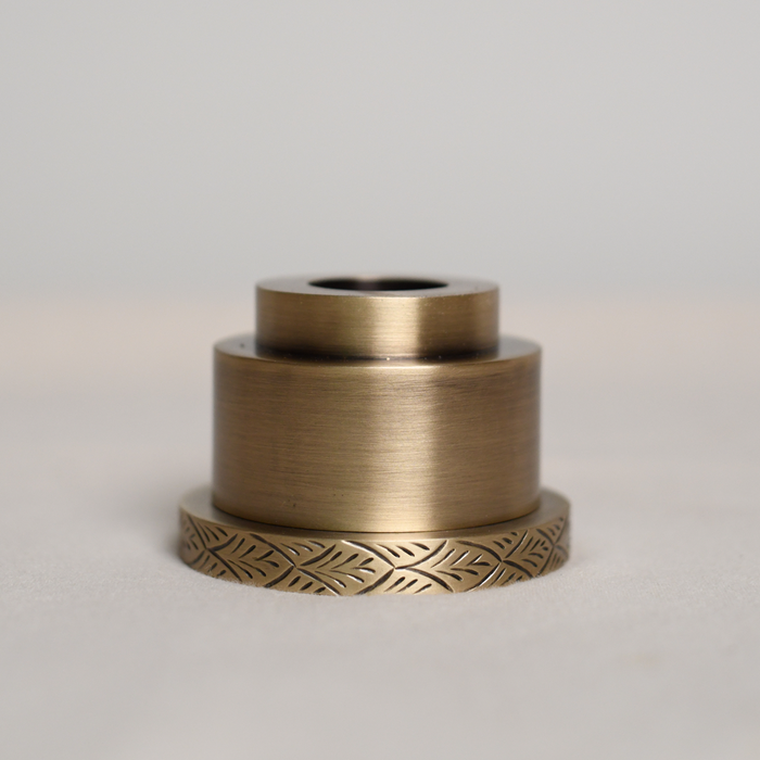 Peacock Repoussé Brushed Brass Taper Candle Holder