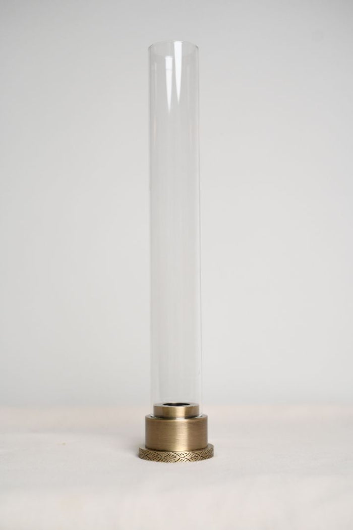 Peacock Repoussé Brushed Brass Taper Candle Holder
