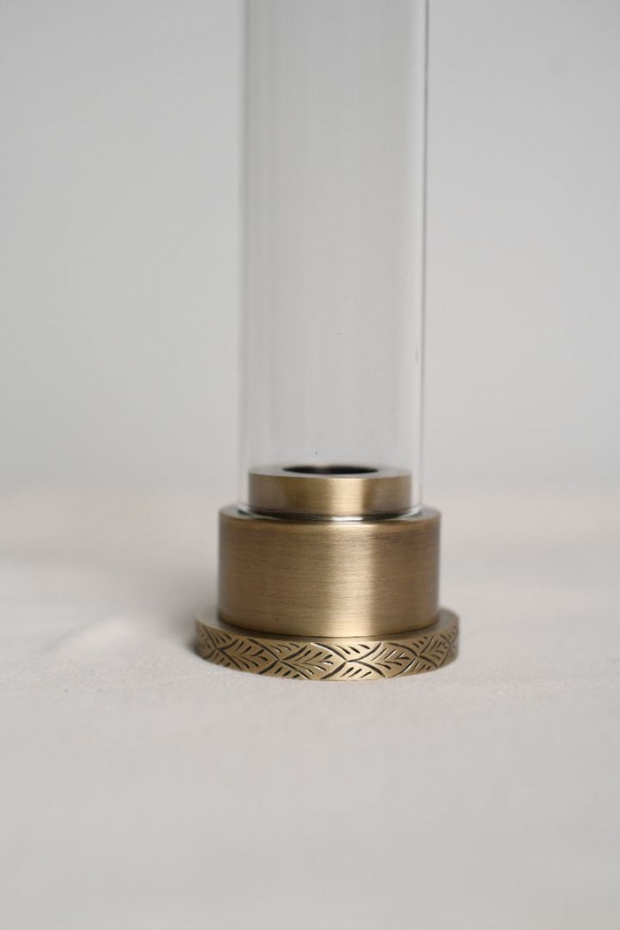 Peacock Repoussé Brushed Brass Taper Candle Holder