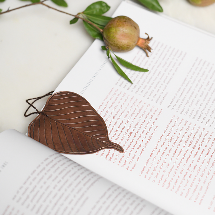 Peepal Leaf Antique Copper Repoussé Bookmark