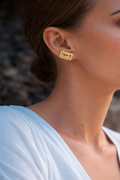 "Pixel Perfect Mismatched Camera Studs – Gold Plated & Enamel"