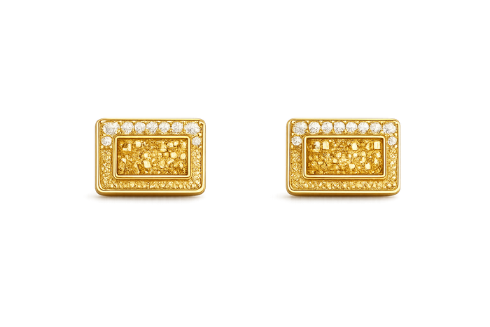 "Pixel Perfect Mismatched Camera Studs – Gold Plated & Enamel"