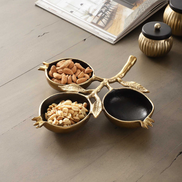 Pomegranate Metal Leaf Platter – Elegant Dining Tray