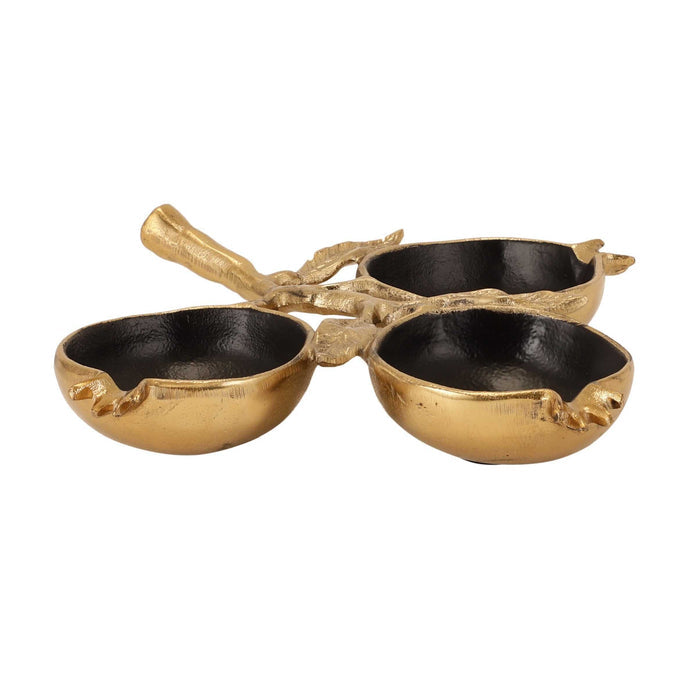 Pomegranate Metal Leaf Platter – Elegant Dining Tray