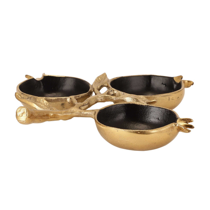Pomegranate Metal Leaf Platter – Elegant Dining Tray