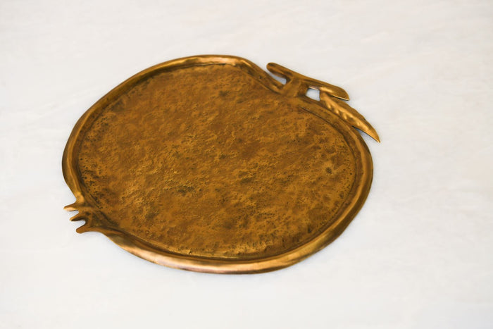Pomegranate Repoussé Burnished Brass Serving Platter