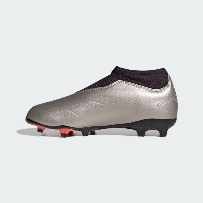 adidas PREDATOR LEAGUE LACELESS Firm Ground Soccer Cleats | Platinum Metallic-Aurora Black | Kid's Unisex