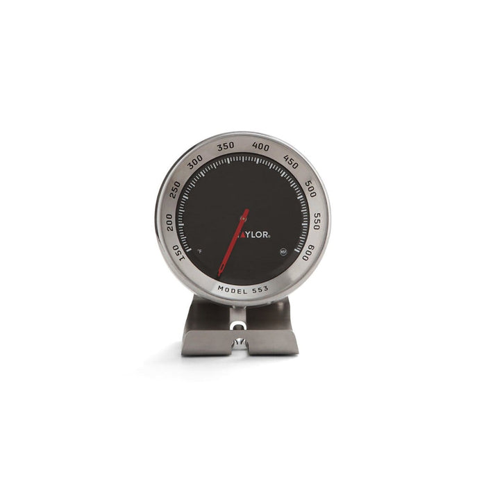PRO Oven Thermometer frontal view with round dial and sturdy metal base.