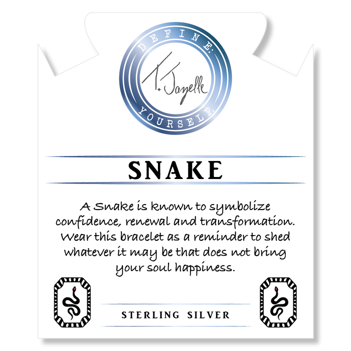 Purple Jasper Stone Bracelet with Snake Sterling Silver Charm
