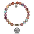 Purple Jasper Stone Bracelet with Teacher Sterling Silver Charm