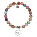 Purple Jasper Stone Bracelet with Wave Sterling Silver Charm