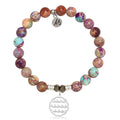 Purple Jasper Stone Bracelet with Waves of Life Sterling Silver Charm