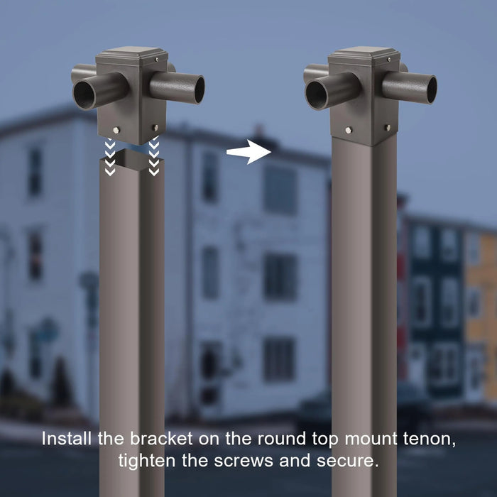TANLITE Lighting Quadruple 90° Tenon Adapter with 4 Horizontal Tenons For 4inch square light poles