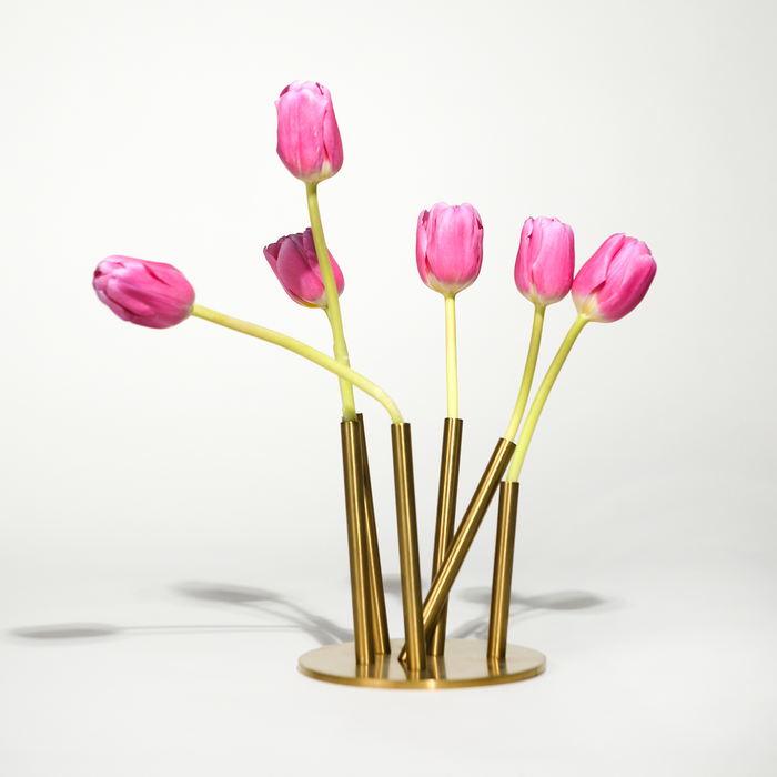 Quick-Fix Brushed Brass Stem-Support Vase