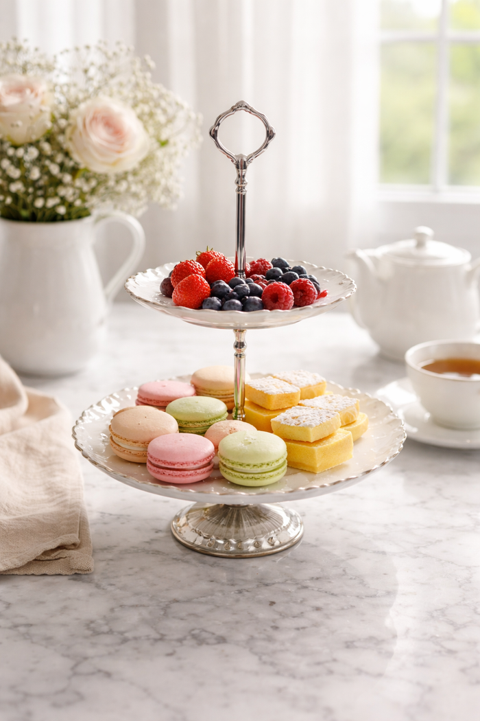 Rajwada Brass Cookie & Dessert Stand | 10.5 x 15 Inch Premium Serveware