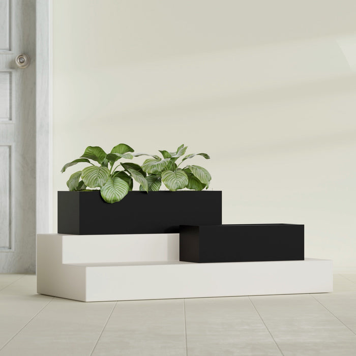 Reade Small Tabletop Rectangle Fiberglass Planter - 14 in x 5 in x 4.3 in - Matte Black - Matte Black,14 in x 5 in x 4.3 in