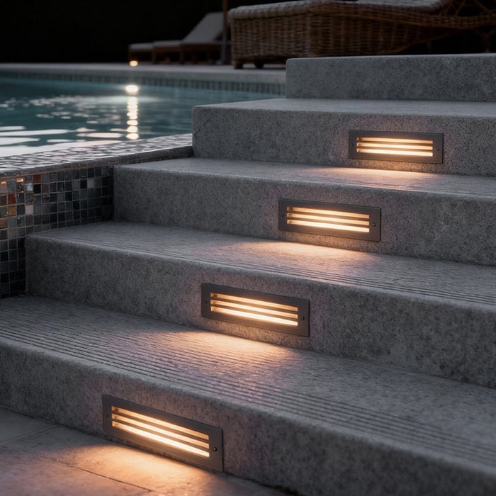 Recessed LED Outdoor Brick Step Light Stainless Steel Tempered Glass Dual Style Dual CCT IP65 | NordaLight