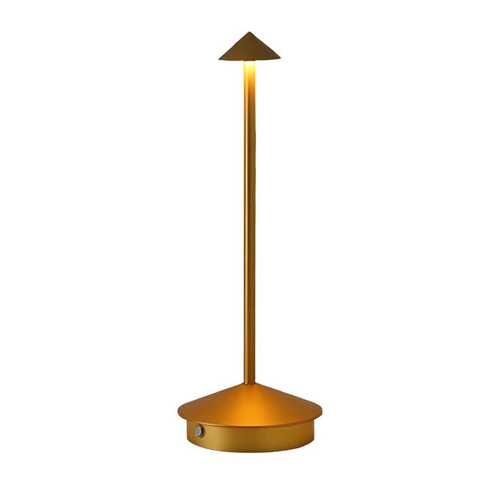 Rechargeable Mushroom Table Lamp Slim Aluminum Pina Cordless Touch Stepless Dimming 12H Black or Gold | NordaLight
