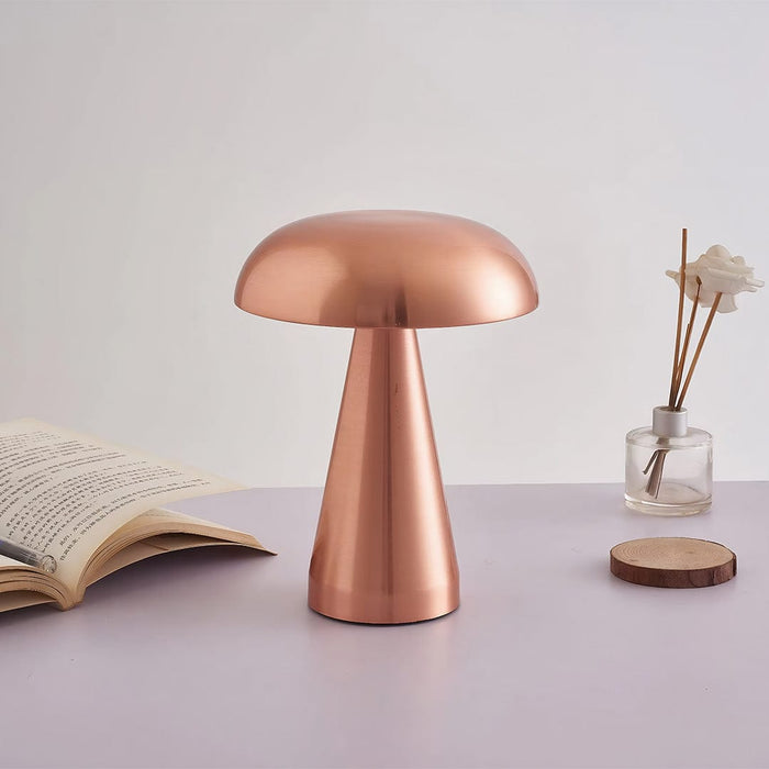 Rechargeable Retro Mushroom Metal Table Lamp Dimmable Touch 8-10H Gold Silver Rose Gold 2 Styles | NordaLight