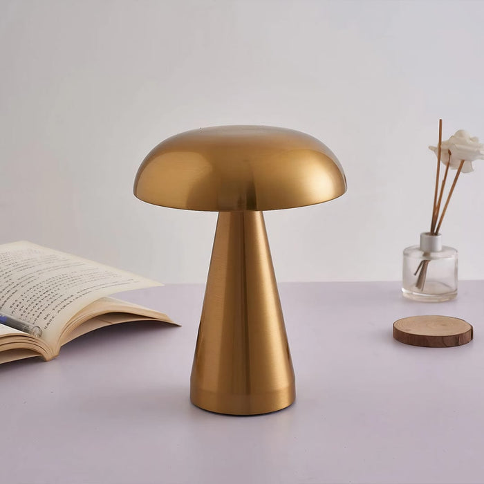 Rechargeable Retro Mushroom Metal Table Lamp Dimmable Touch 8-10H Gold Silver Rose Gold 2 Styles | NordaLight