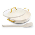 Cream ceramic nonstick 3.75-quart everyday pan with matching lid.