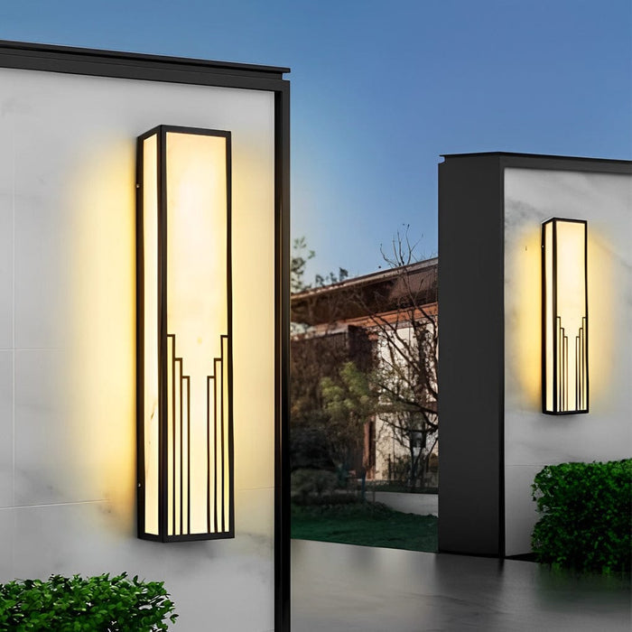 Retro Art Deco Outdoor Wall Sconce Black Stainless Steel LED 3 Sizes IP65 | NordaLight