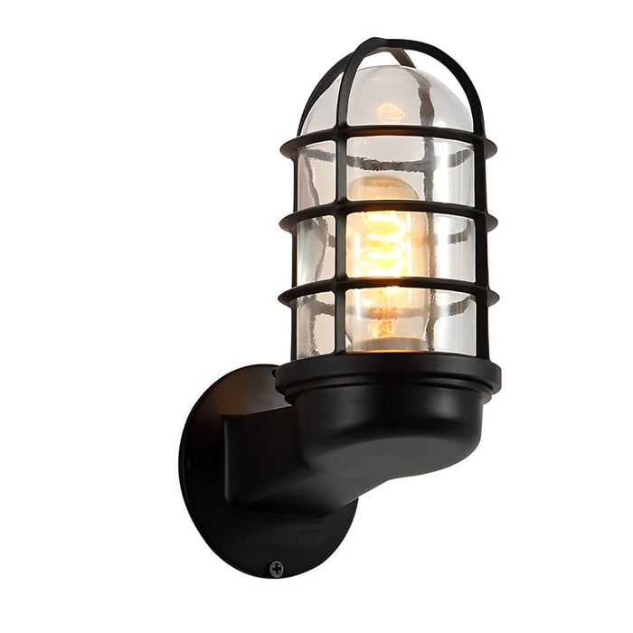 Retro Cage LED Outdoor Wall Sconce Die-Cast Aluminum Glass Black Bronze E27 3000K Indoor Outdoor | NordaLight