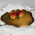 Ribbon Wave-Rim Burnished Brass Oval Platter