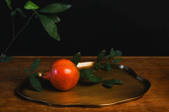 Ribbon Wave-Rim Burnished Brass Oval Platter