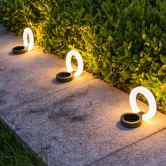 Round Foldable Solar Deck Light Set ABS Black White Outdoor Landscape IP65 4-Pack | NordaLight